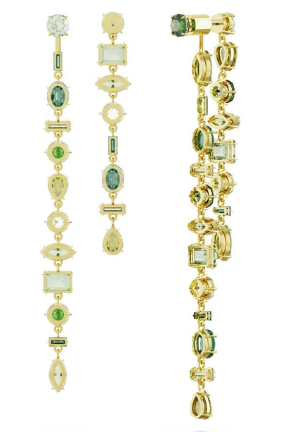 Swarovski 'gema' Asymmetric Crystal Drop Earrings In Green