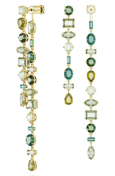 Swarovski 'gema' Asymmetric Crystal Drop Earrings In Green