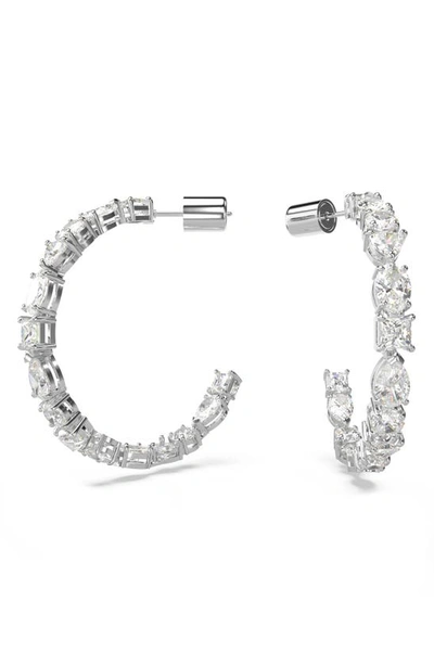 Shop Swarovski Mesmera Hoop Earrings In Silver