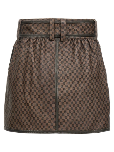 Shop Balmain Monogram Miniskirt Skirts Brown