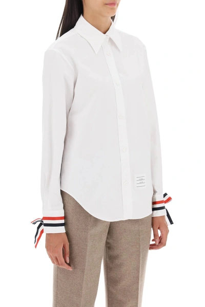 Shop Thom Browne Oxford Shirt With Tricolor Detailing