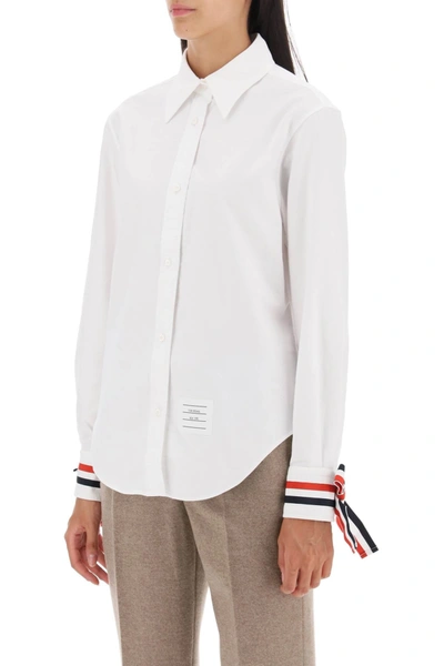 Shop Thom Browne Oxford Shirt With Tricolor Detailing