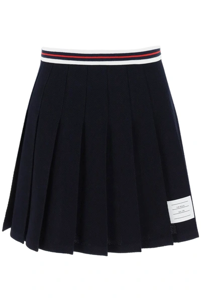 Shop Thom Browne Pleated Mini Skirt In Testurized Cotton Knit
