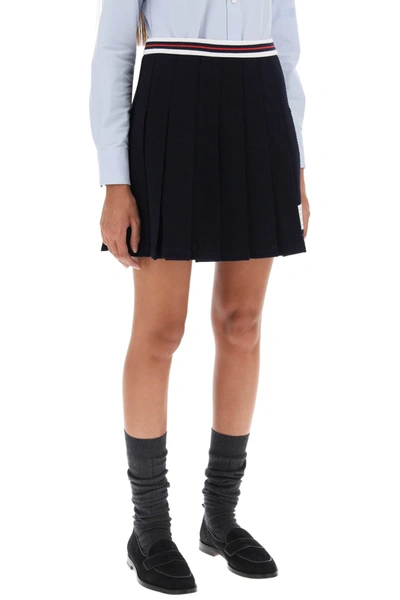 Shop Thom Browne Pleated Mini Skirt In Testurized Cotton Knit