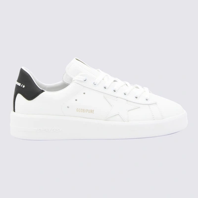 Shop Golden Goose White And Black Leather Pure Sneakers