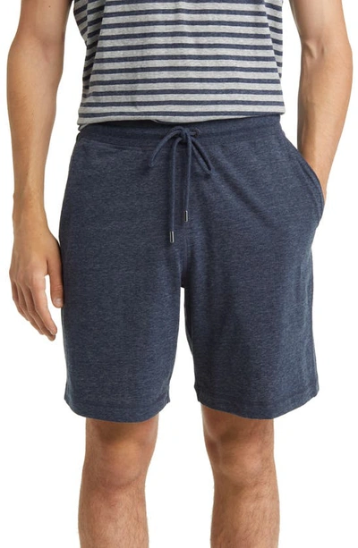 Shop Daniel Buchler Heathered Recycled Cotton Blend Pajama Shorts In Navy