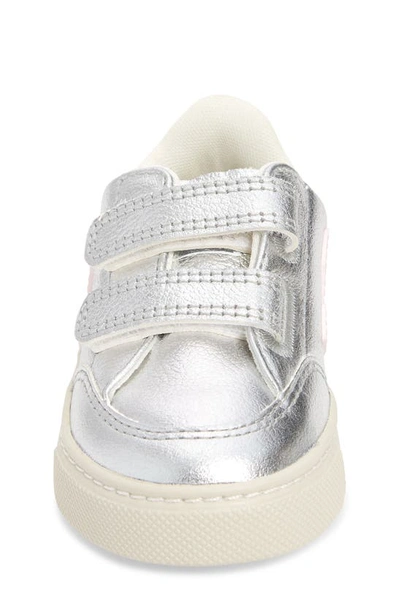 Shop Veja Kids' Small V-12 Sneaker In Silver Lassi