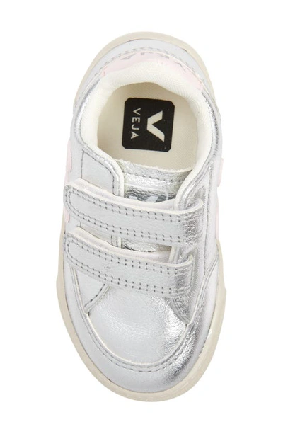 Shop Veja Kids' Small V-12 Sneaker In Silver Lassi