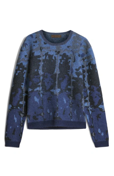 Shop John Varvatos Alvaraes Abstract Cashmere Crewneck Sweater In Cobalt