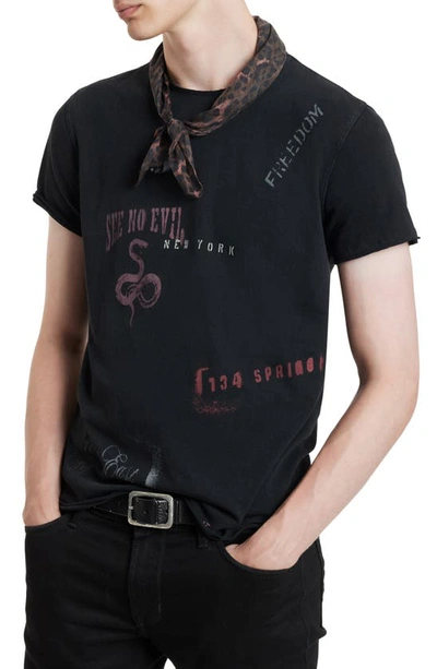 Shop John Varvatos Stencil Cotton Graphic T-shirt In Black