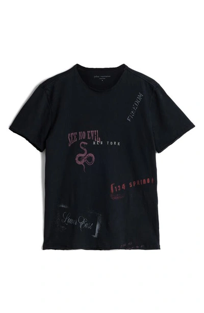 Shop John Varvatos Stencil Cotton Graphic T-shirt In Black