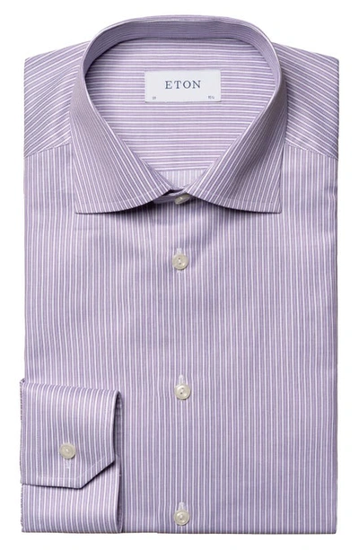 Shop Eton Slim Fit Stripe Dress Shirt In Dark Purple