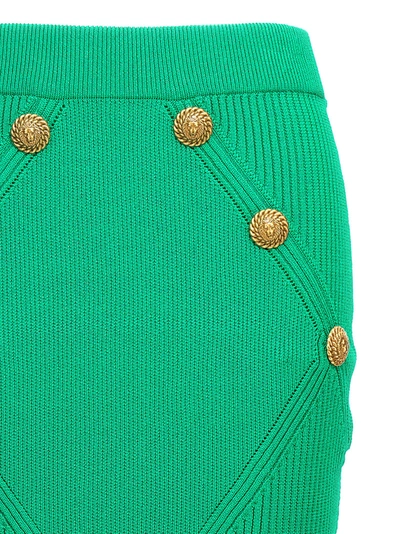 Shop Balmain Knitted Skirt Skirts In Green