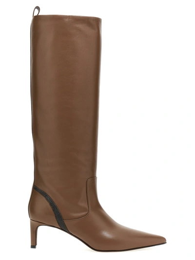 Shop Brunello Cucinelli Monile Boots, Ankle Boots In Brown