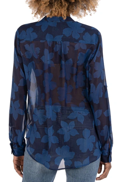 Shop Kut From The Kloth Jasmine Chiffon Button-up Shirt In Honfleur Navy
