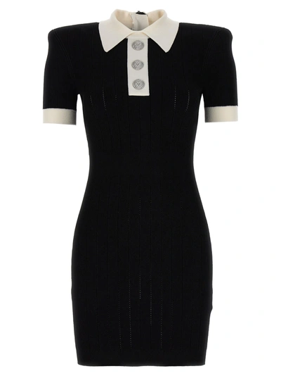 Shop Balmain Polo Dress Dresses White/black