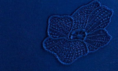 Shop Hanro Naila Floral Appliqué High Cut Cotton Briefs In Deep Indigo