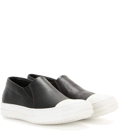 Shop Rick Owens Boat Leather Slip-on Sneakers