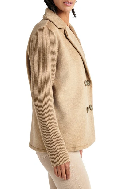 Shop Splendid Singrid Double Breasted Wool Blend Jacket In Heather Camel