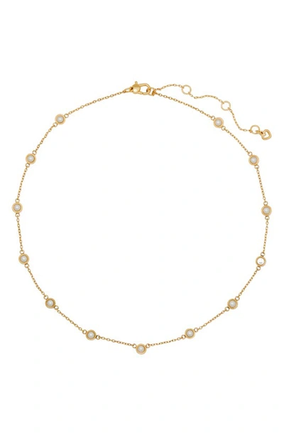 Shop Kate Spade Bezel Station Necklace In White Gold.
