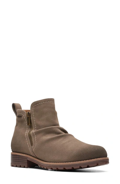 Shop Clarks Aspra Walk Waterproof Bootie In Dark Taupe Suede