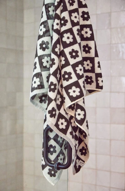 Slowtide Gigi Floral Cotton Bath Towel In Black