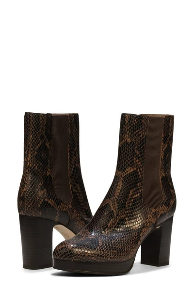 Donald Pliner Zelda Snake Embossed Platform Chelsea Boot In Cherry