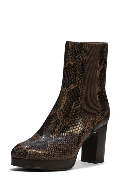 Donald Pliner Zelda Snake Embossed Platform Chelsea Boot In Cherry