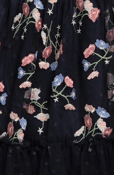 Shop Bcbg Kids' Floral Embroidered Dress In Evening Blue