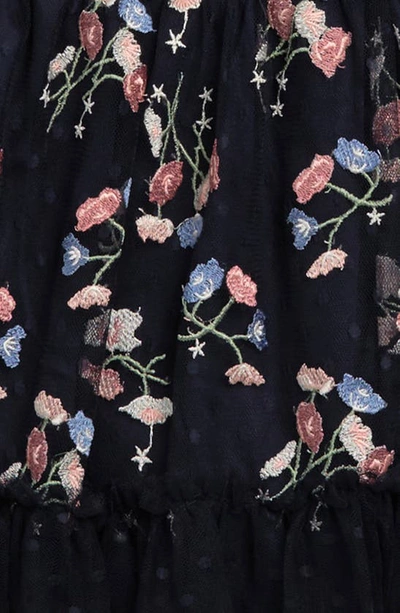 Bcbg Kids' Floral Embroidered Dress In Evening Blue