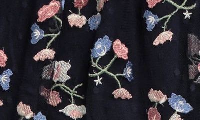 Shop Bcbg Kids' Floral Embroidered Dress In Evening Blue