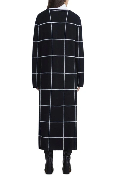 Shop Lafayette 148 Tile Grid Intarsia Long Sleeve Cashmere Sweater Dress In Black Multi