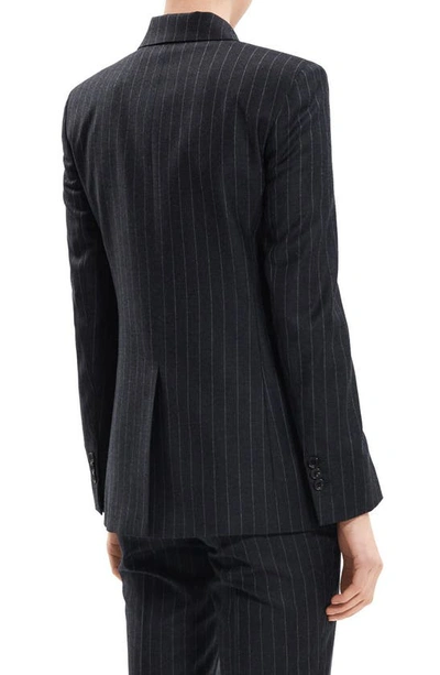 Shop Theory Pinstripe Double Breasted Slim Fit Virgin Wool Suit Jacket In Charcoal Multi - Qdy