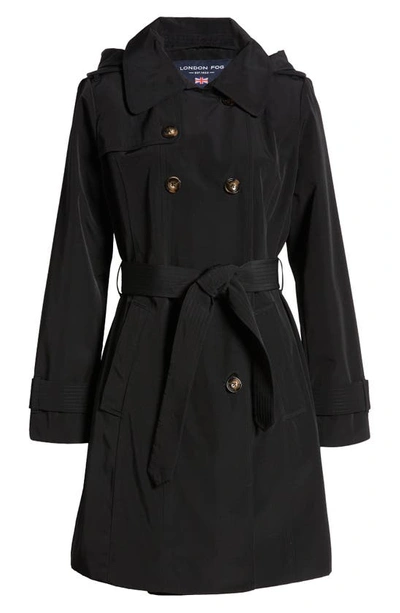 Shop London Fog Belted Trench Coat In Black