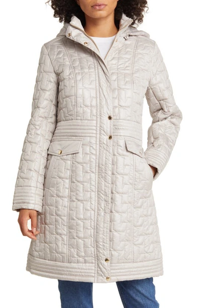 Shop Via Spiga Quilted Hooded Coat In Oyster