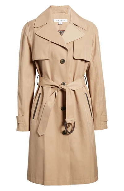 Shop Via Spiga Belted Trench Coat In Camel