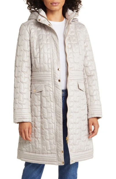 Shop Via Spiga Quilted Hooded Coat In Oyster