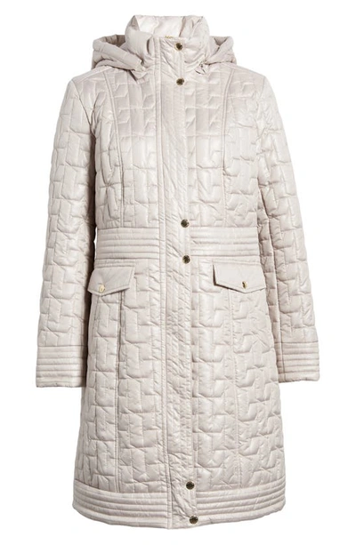 Shop Via Spiga Quilted Hooded Coat In Oyster