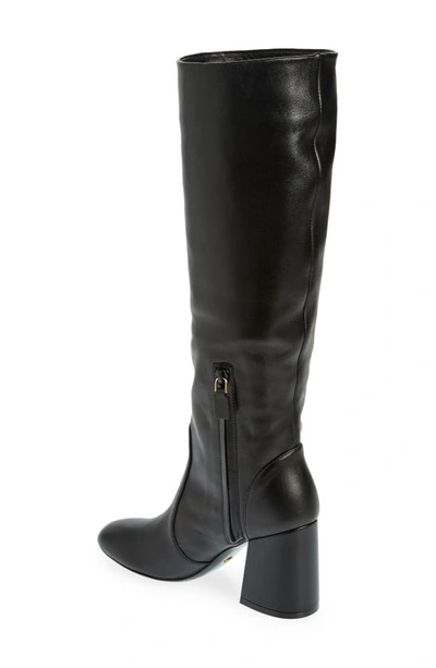 Shop Stuart Weitzman Flare Block Heel Mid Calf Boot In Black Leather