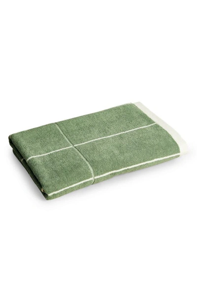 Shop Baina Miles Organic Cotton Bath Sheet In Sage / Chalk