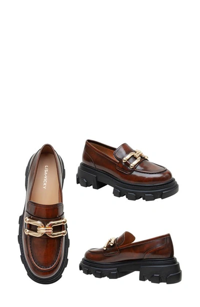 Shop Lisa Vicky Decide Lug Sole Loafer In Walnut