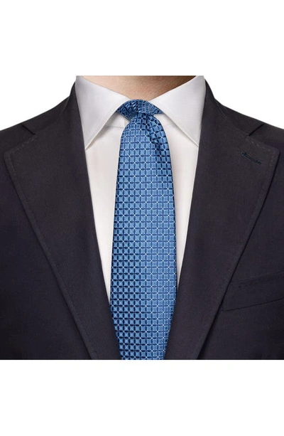 Shop Eton Diamond Jacquard Silk Tie In Medium Blue