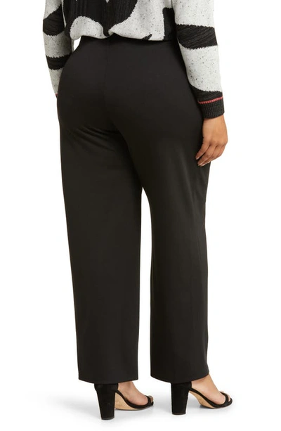 Nic + Zoe Drapey Ponte Ankle Wide Leg Pants In Black Onyx