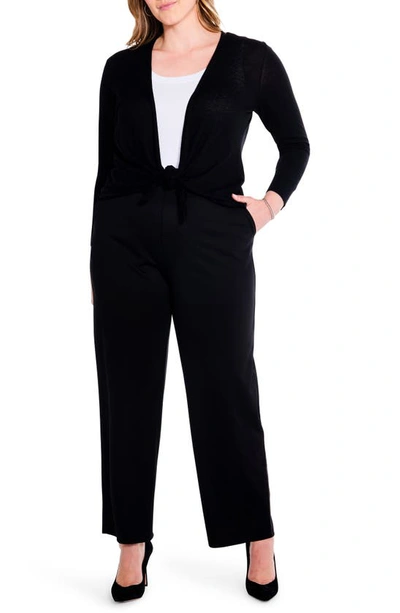 Nic + Zoe Drapey Ponte Ankle Wide Leg Pants In Black Onyx