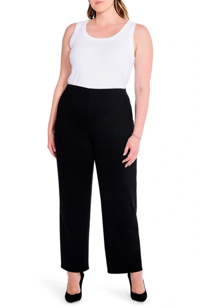 Shop Nic + Zoe Drapey Ponte Ankle Wide Leg Pants In Black Onyx