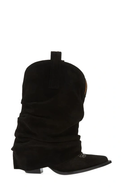 Shop R13 Low Rider Sleeve Cowboy Boot In Black Suede