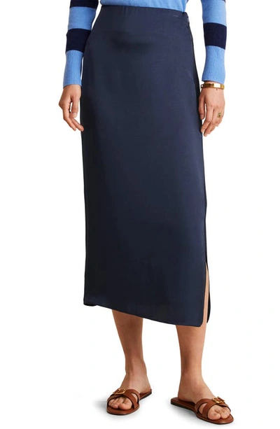 Shop Vineyard Vines Satin Midi Slip Skirt In Nautical Navy