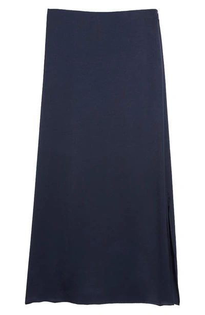 Vineyard Vines Satin Midi Slip Skirt In Nautical Navy