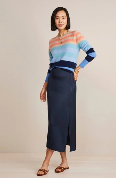 Vineyard Vines Satin Midi Slip Skirt In Nautical Navy