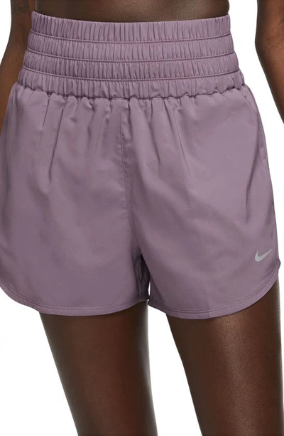 Shop Nike Dri-fit Ultrahigh Waist 3-inch Brief Lined Shorts In Violet Dust/ Reflective Silver
